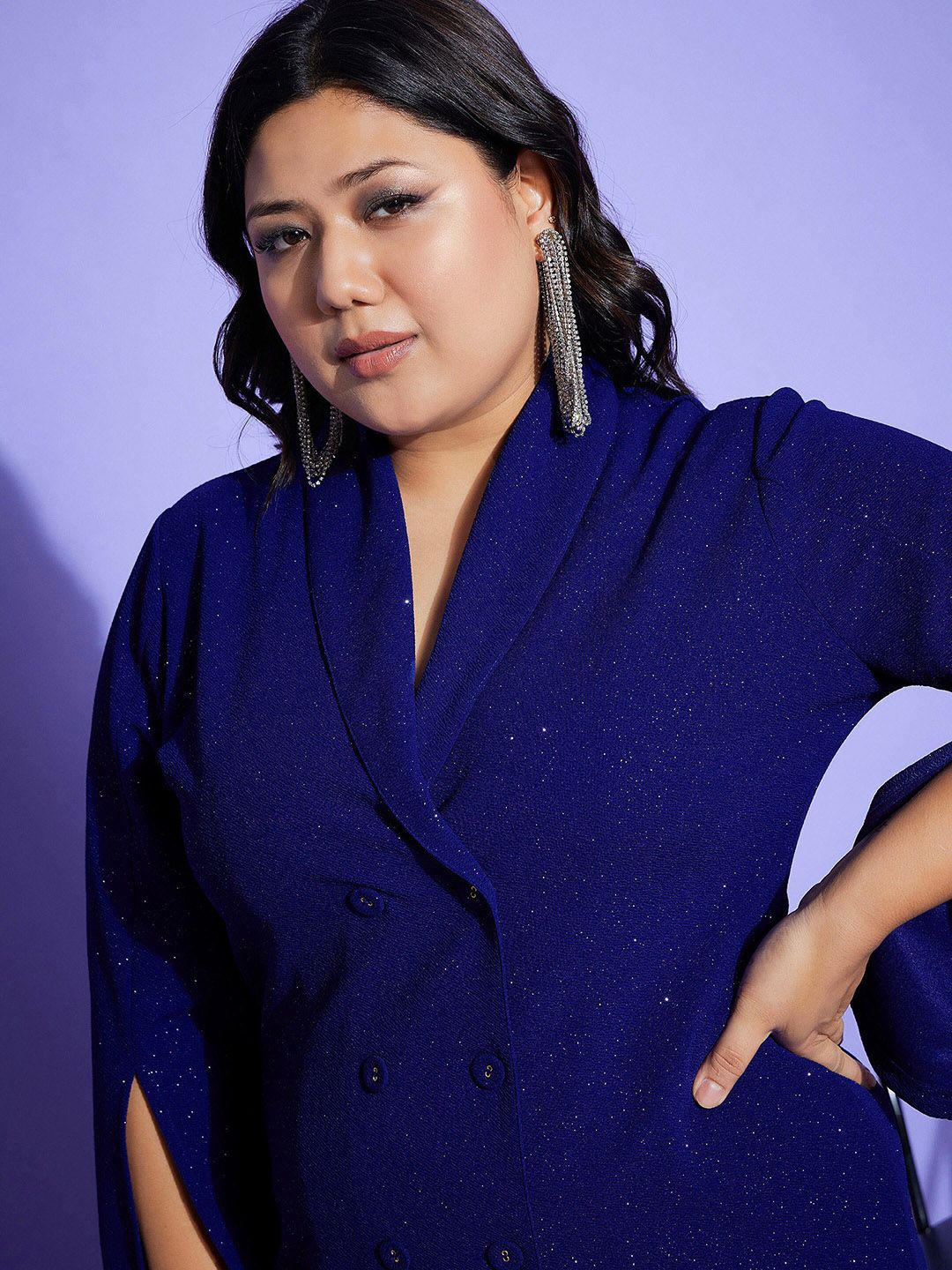 Sassafras Curve Plus Size Lapel Collar Dress