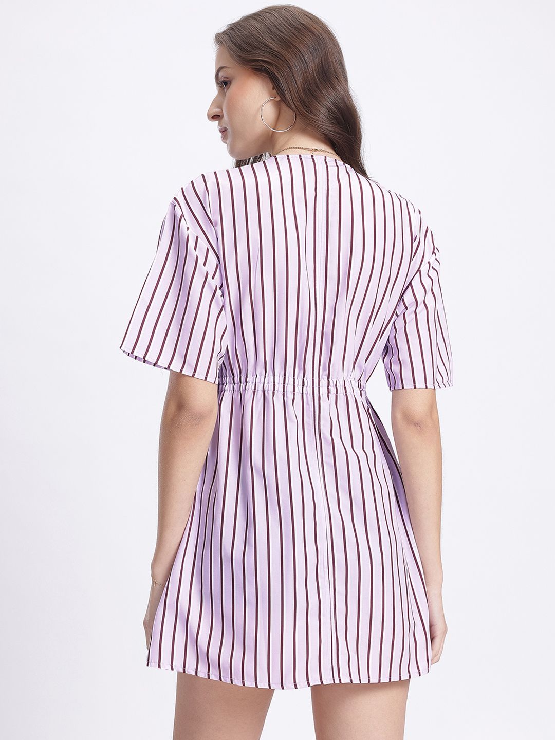 DressBerry Zipped Ease Striped Drop-Shoulder A-Line Dress