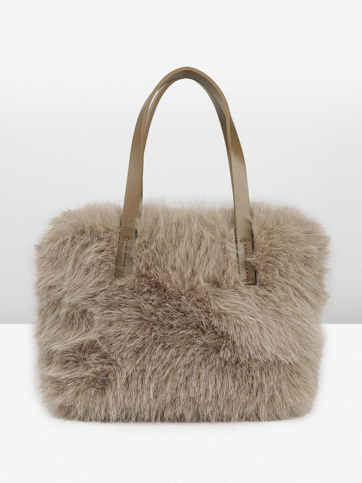 DressBerry Structured Handheld Bag With Fur