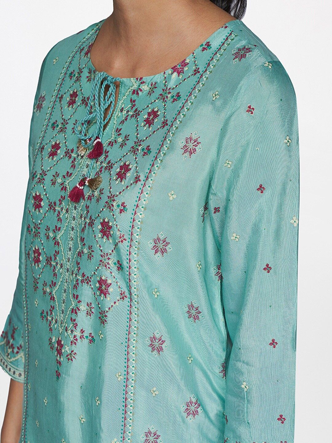 Global Desi Women Blue Printed Kurta