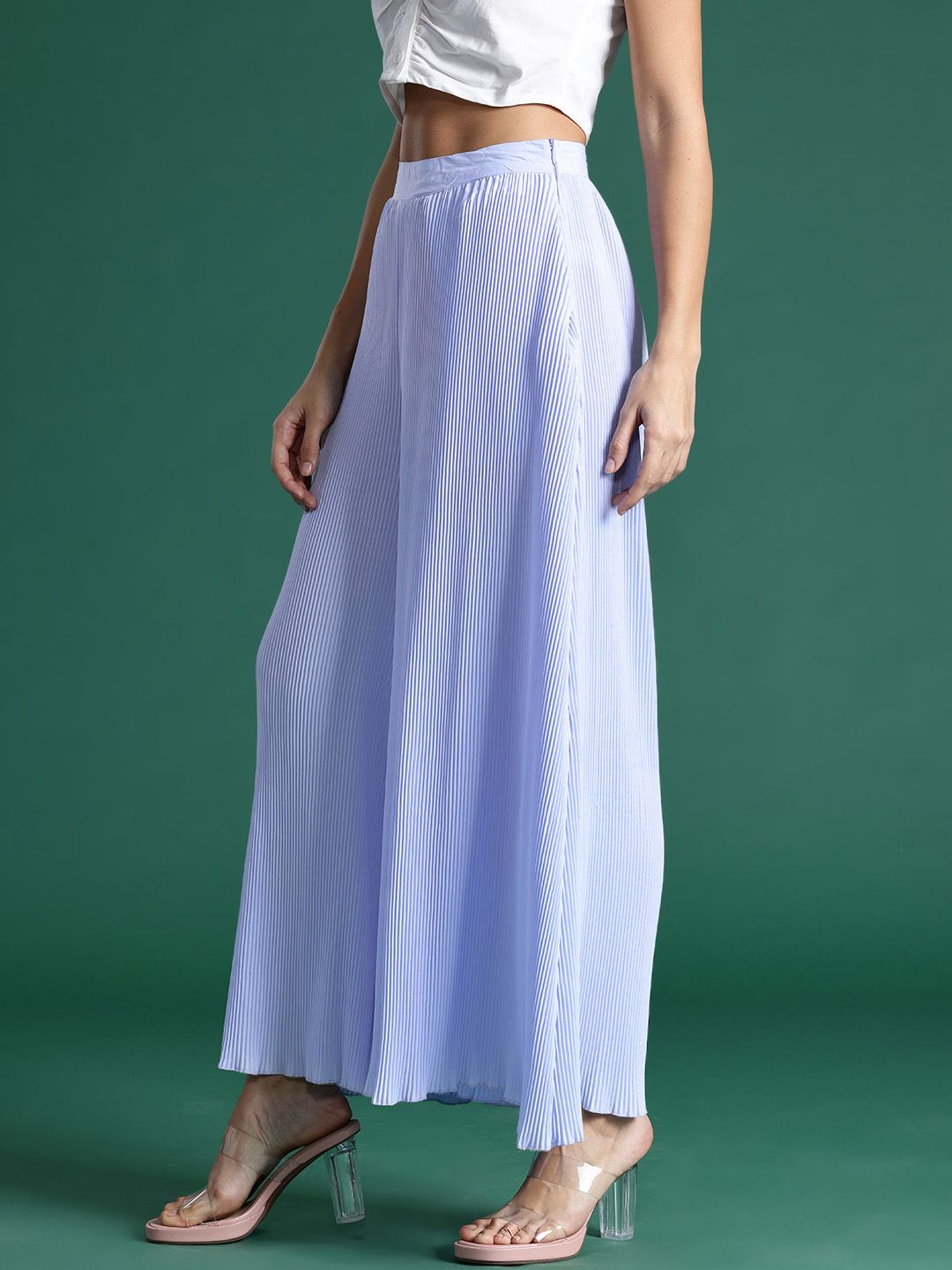 DressBerry Women Accordion Pleats Flared Palazzos