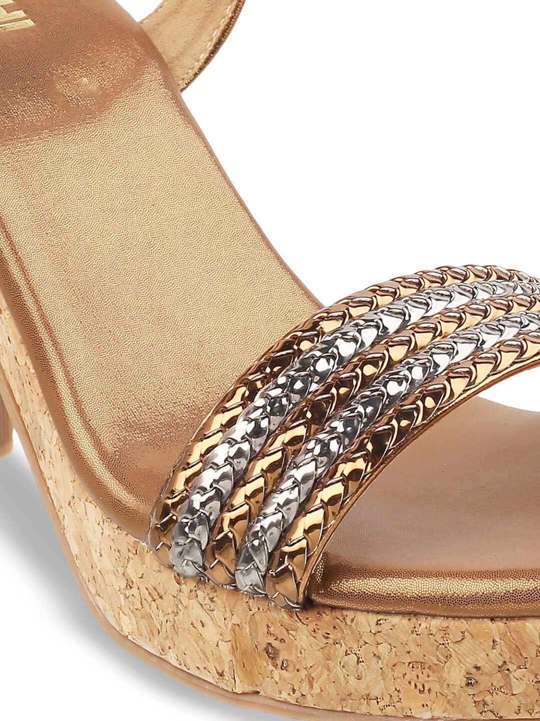 Mochi Gold-Toned Textured Block Heels