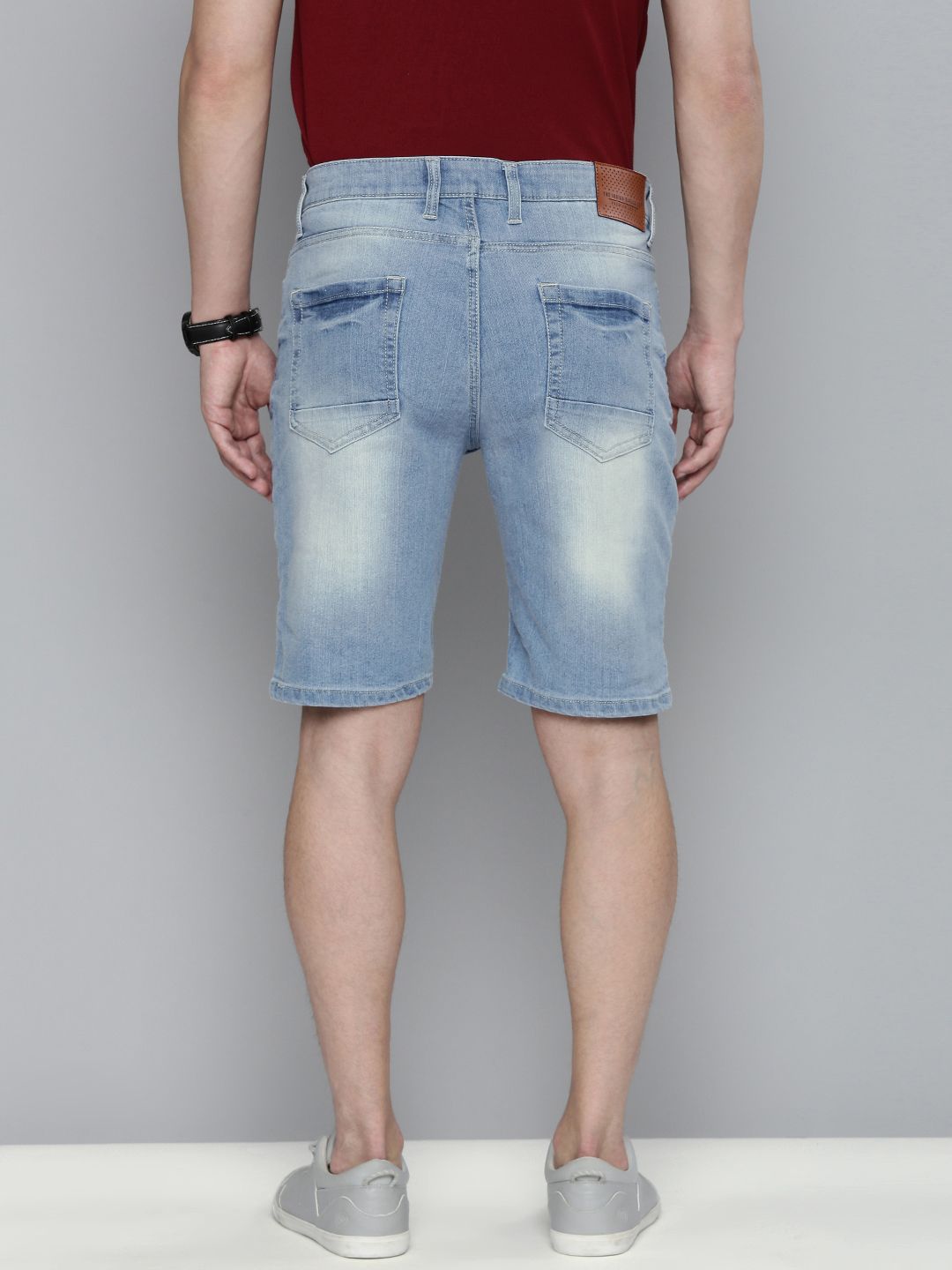 The Indian Garage Co Men Blue Washed Slim Fit Denim Shorts