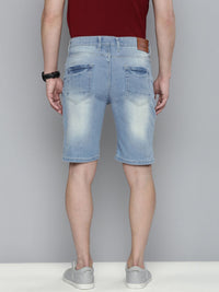 The Indian Garage Co Men Blue Washed Slim Fit Denim Shorts