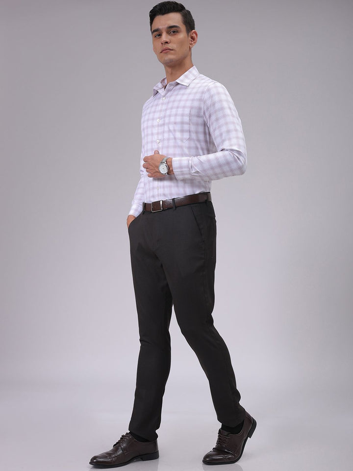 The Indian Garage Co. X Luxe Men Slim Fit Self Design Textured Formal Trousers