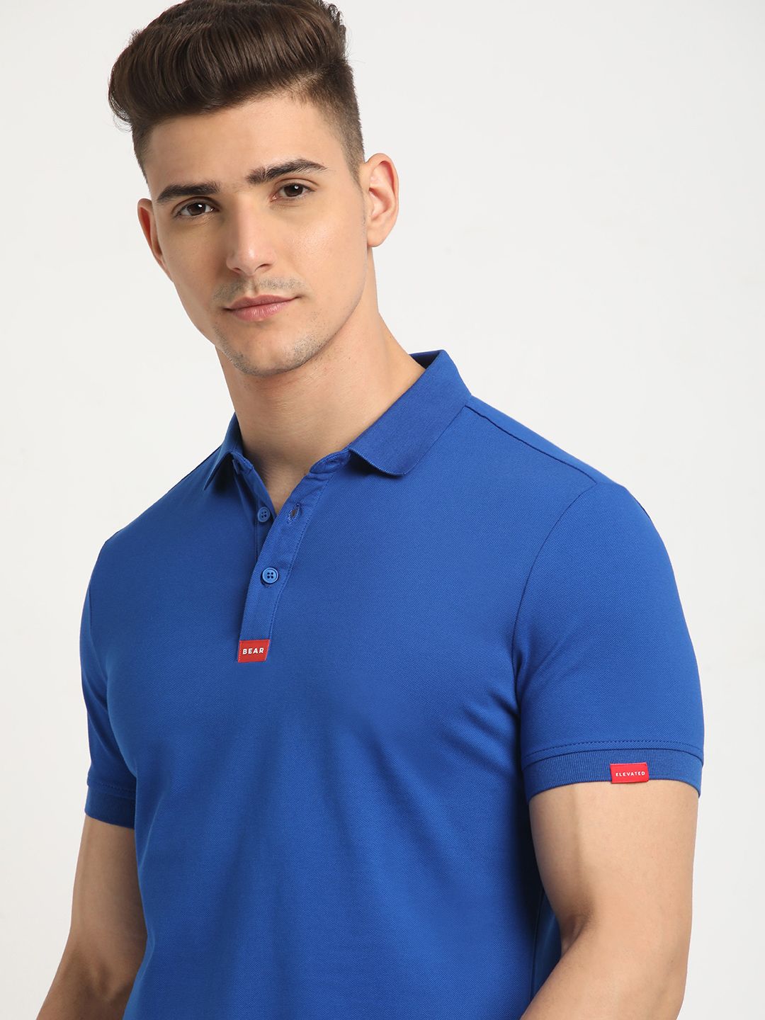 THE BEAR HOUSE Polo Collar Short Sleeves Slim Fit T-shirt