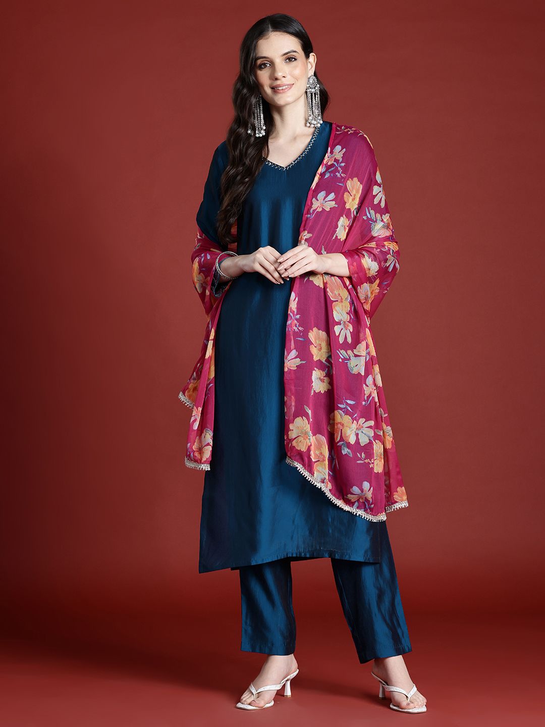 Anouk Regular Gotta Patti Kurta with Trousers & With Dupatta