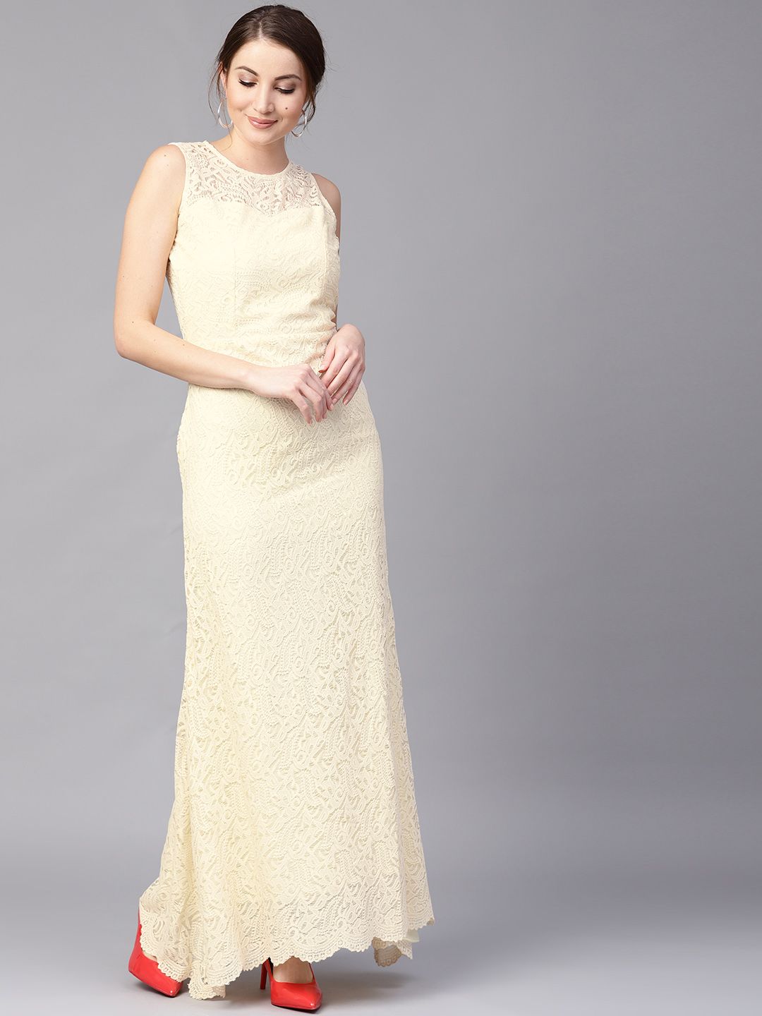Athena Yellow Lace Maxi Dress