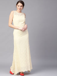Athena Yellow Lace Maxi Dress