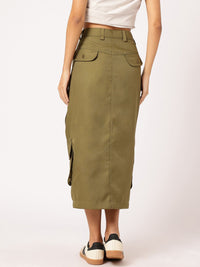 DressBerry Utility Chic Multi Pockets Cargo Styles Midi A-Line Skirt