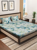 KLOTTHE Blue Geometric Pure Cotton 400 TC King Superfine Bedsheet dengan 2 Sarung Bantal-98 x 89 inci