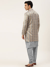 SOJANYA Kurta Kelabu & Putih Lelaki dengan Churidar