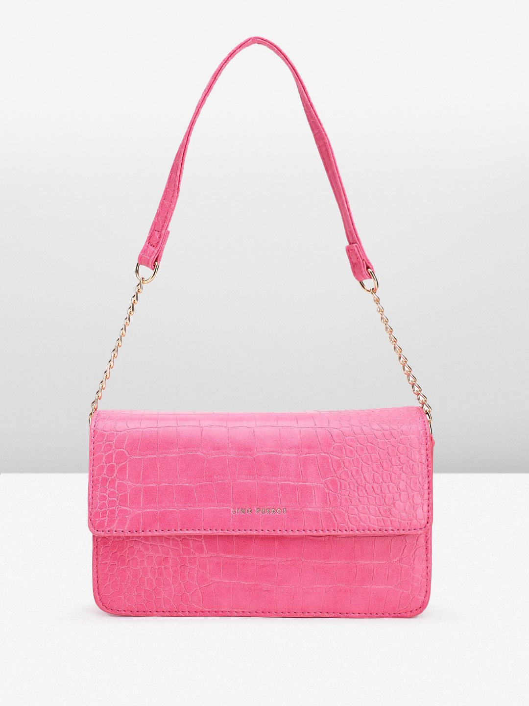 Lino Perros Croc-Textured Structured Shoulder Bag