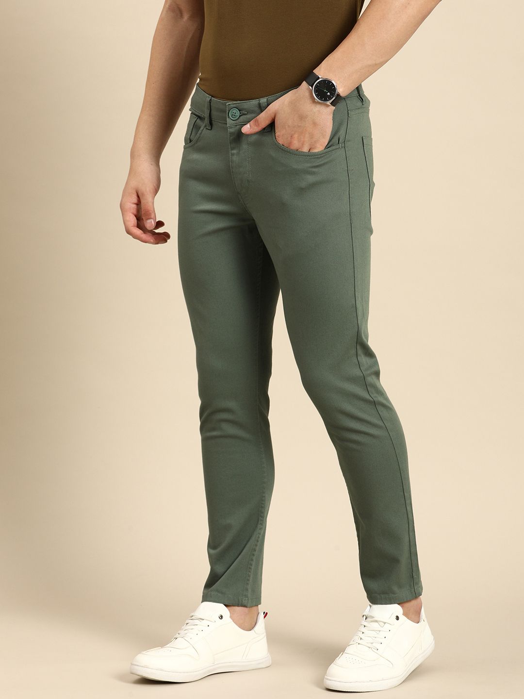 Being Human Men Textured Comfort Chinos Trousers