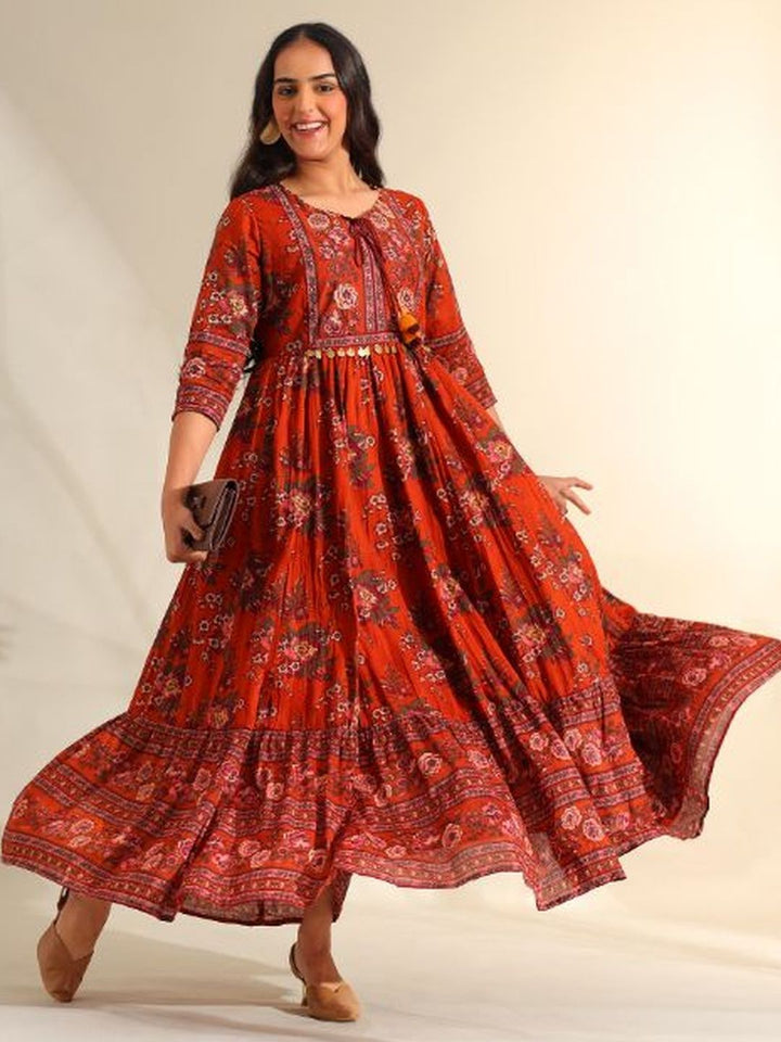 Mamicha Floral Print Fit & Flare Maxi Dress