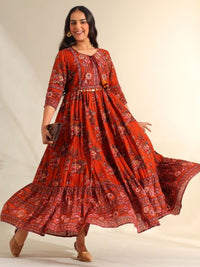 Mamicha Floral Print Fit & Flare Maxi Dress