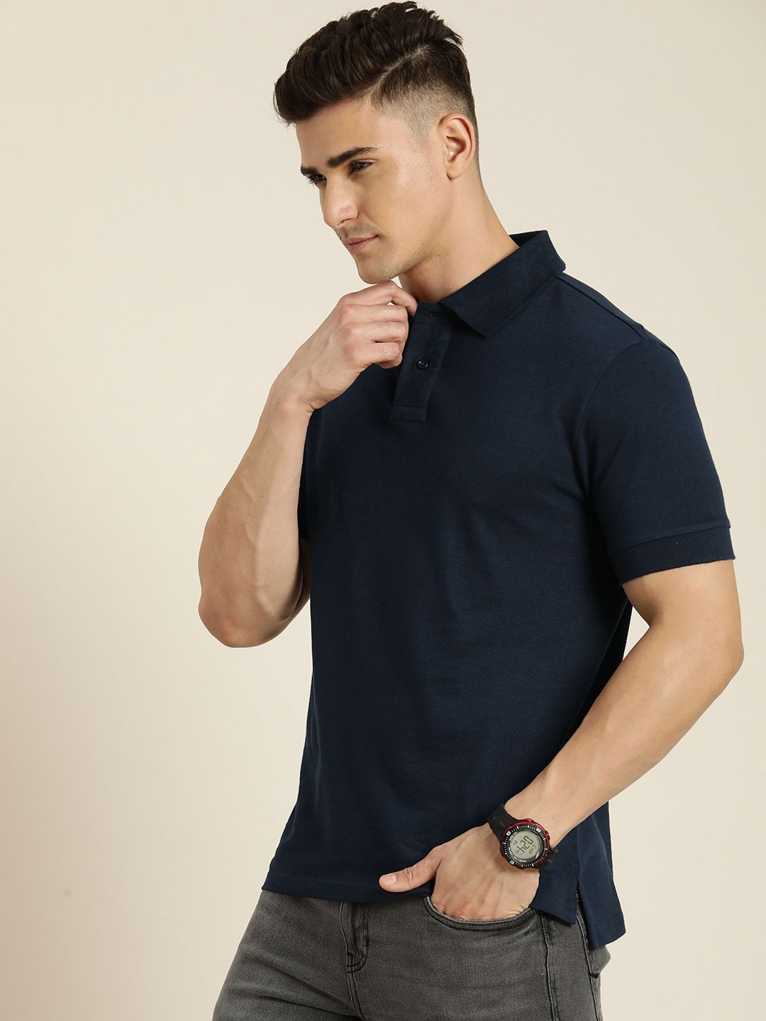 DILLINGER Men Solid Regular Fit Polo Collar T-shirt