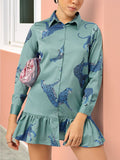 DressBerry Jungle Fever Flounce Hem Shirt Style Mini Dress