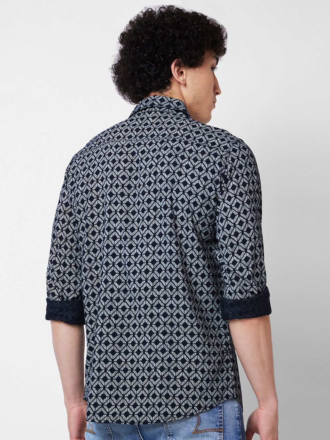 SPYKAR Geometric Printed Cotton Casual Shirt