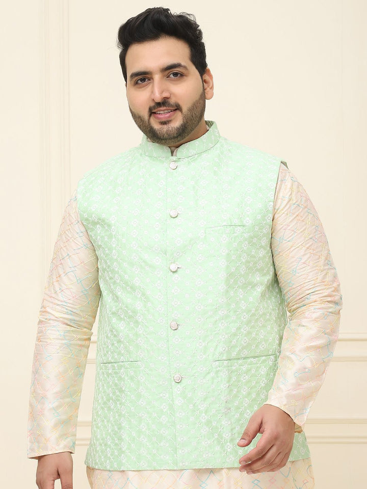 SOJANYA PLUS Jaket Sulam Lelaki Nehru Plus Size