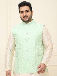 SOJANYA PLUS Jaket Sulam Lelaki Nehru Plus Size