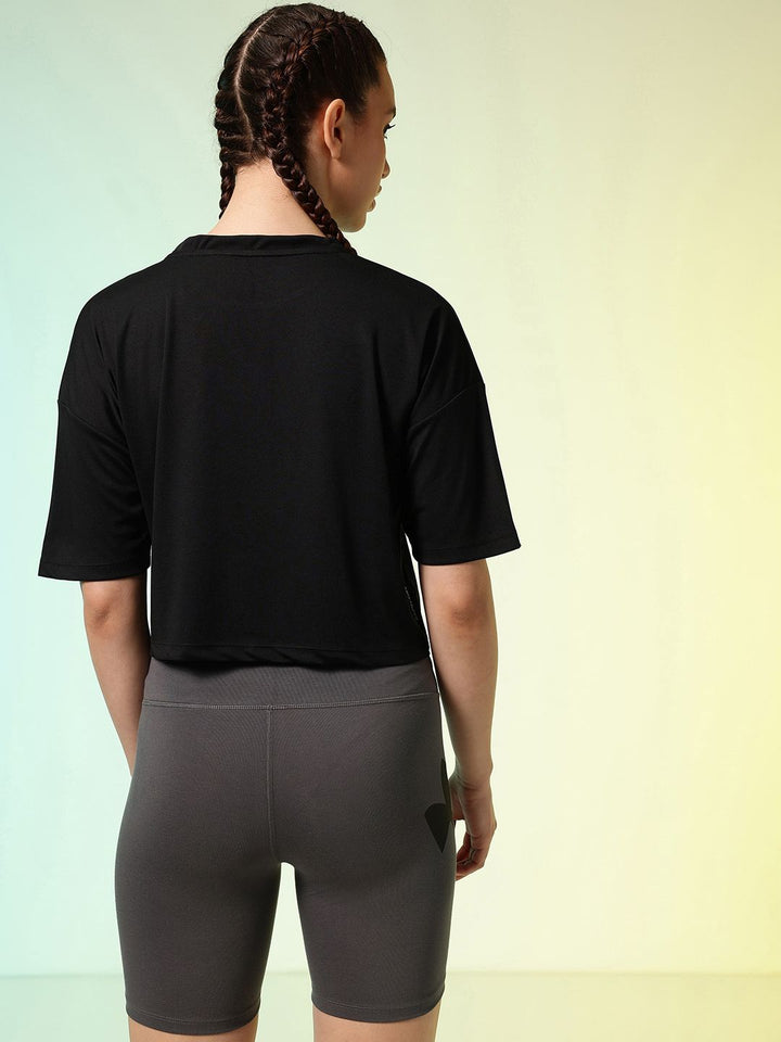 HRX by Hrithik Roshan ACTIVE-GODDESS Brand Logo Rapid Dry Training Boxy Fit Crop T-shirt