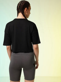 HRX by Hrithik Roshan ACTIVE-GODDESS Brand Logo Rapid Dry Training Boxy Fit Crop T-shirt