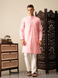 House of Pataudi Band Collar Pure Cotton Jashn Kurta