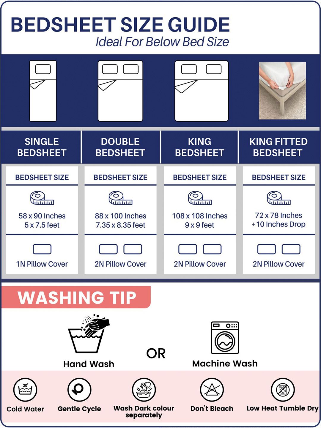 URBAN SPACE King Fitted Bedsheet Set