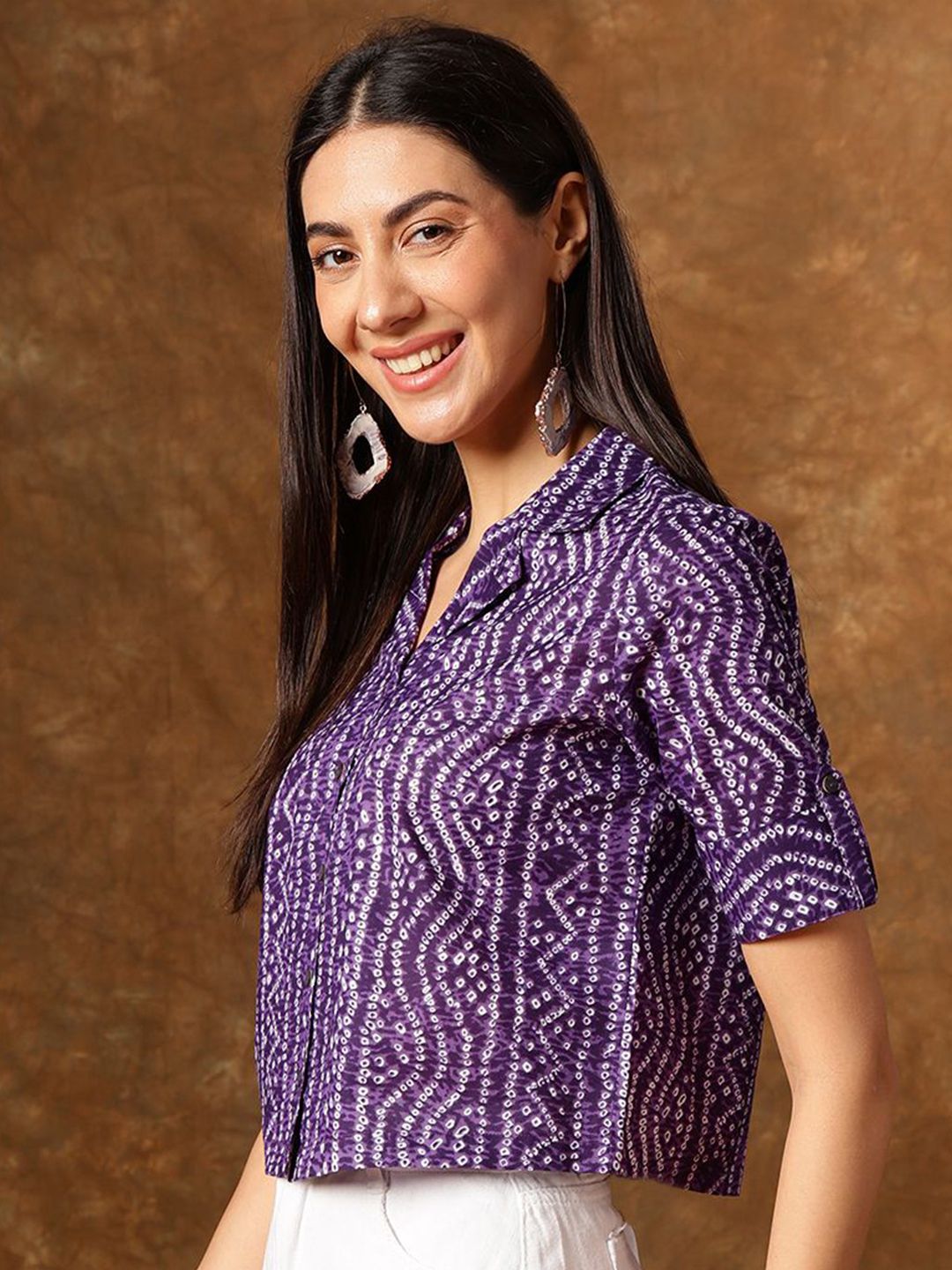 Anouk Women Geometric Printed V-Neck Cotton Top
