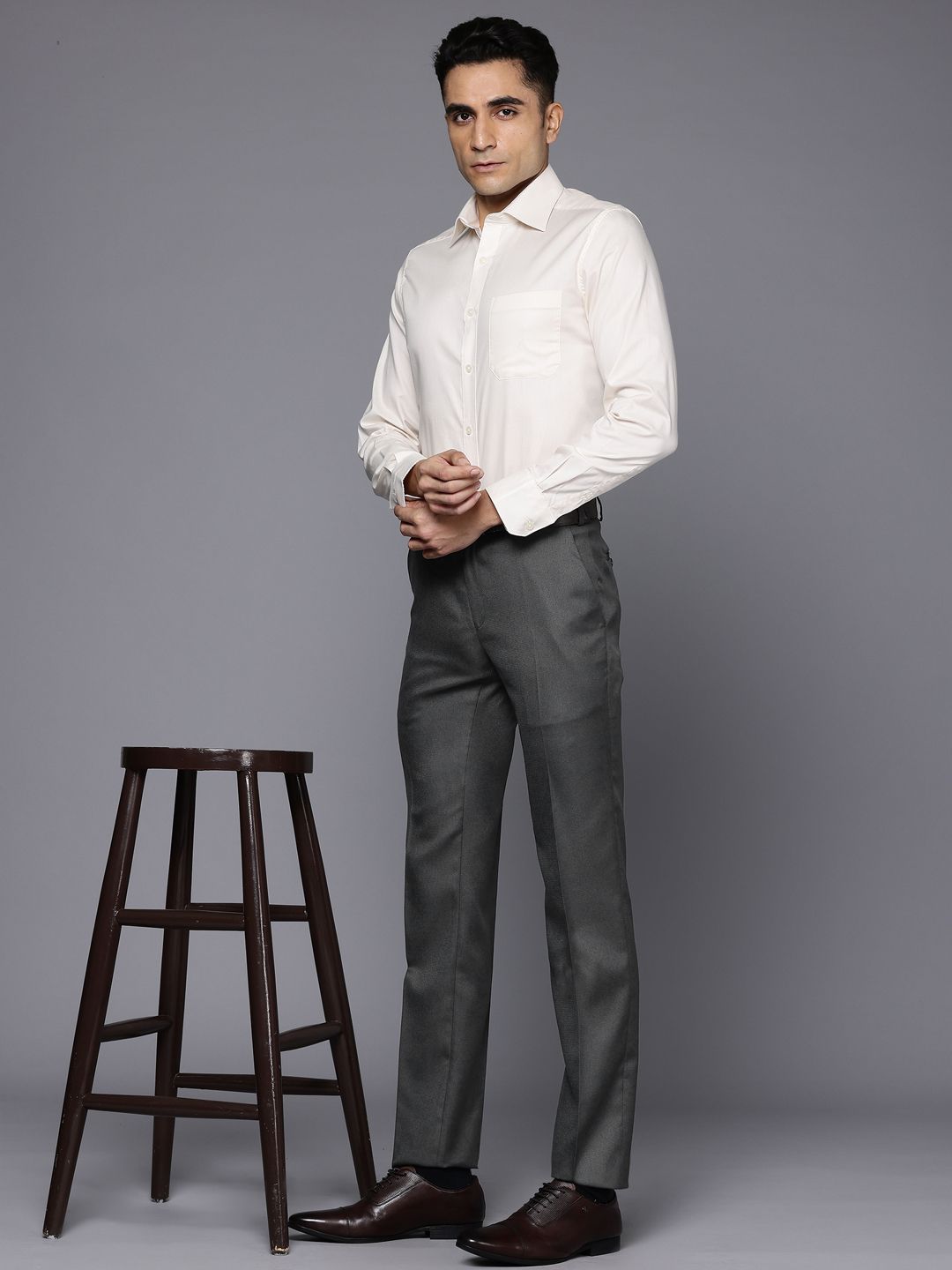 Raymond Men Textured Slim Fit Trousers