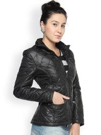 Campus Sutra Windcheater Spread Collar Crop Quilted Jacket
