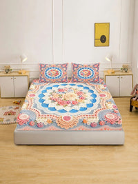Moda Rapido X KLOTTHE Multicoloured Floral 400 TC King Bedsheet with 2 Pillow Covers