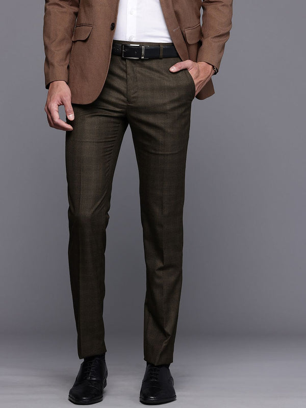 Raymond Men Checked Slim Fit Formal Trousers