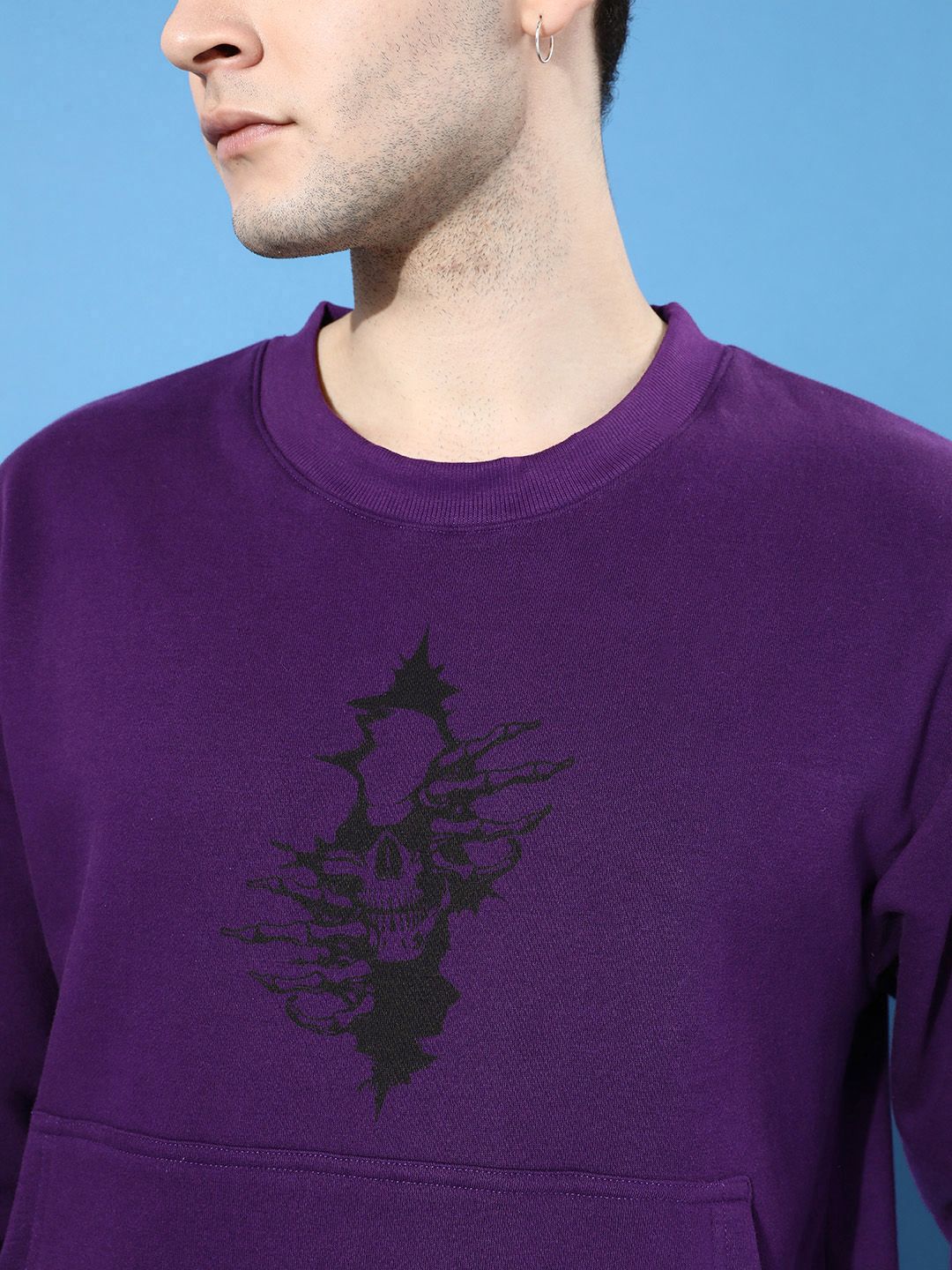 Difference of Opinion Men Typographic Printed Oversized Fleece Sweatshirt