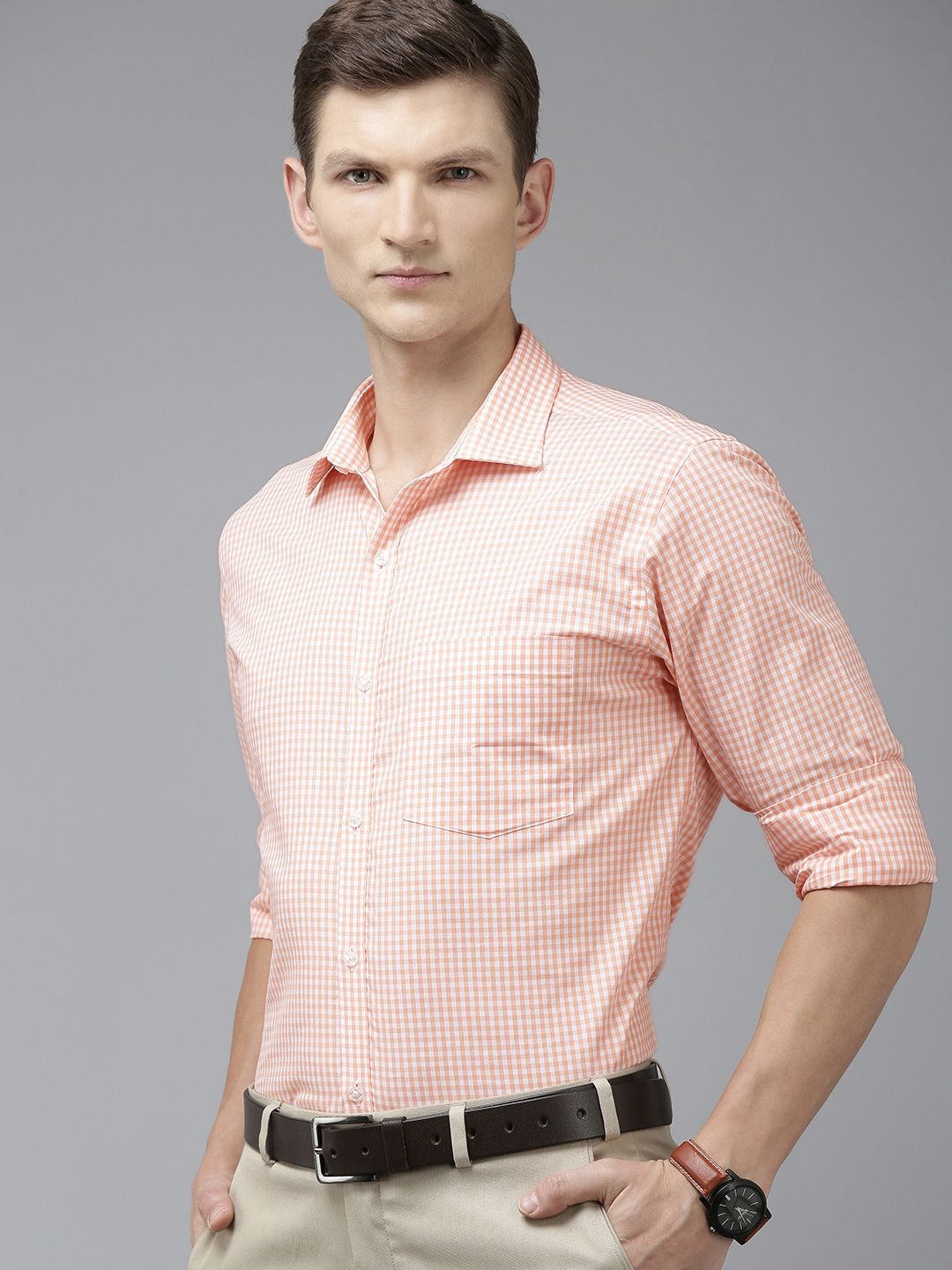 Park Avenue Slim Fit Micro Checked Pure Cotton Formal Shirt