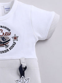 Moms Love Infant Boys Pure Cotton Romper with Applique Detail