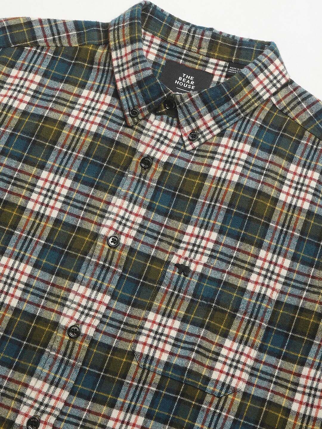 The Bear House Men Checked Slim Fit Casual Shit