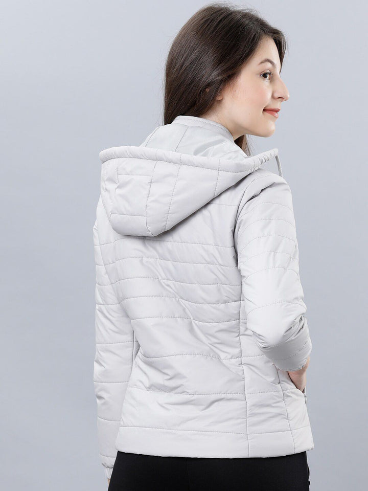 Tokyo Talkies Women Grey Solid Padded Jacket