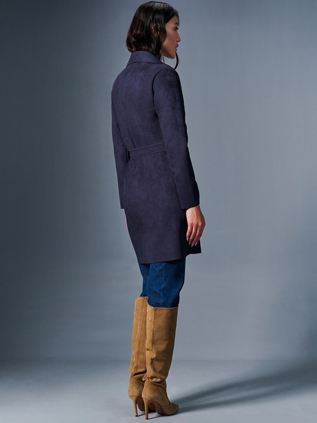 AND Stand Collar Longline Tailored Jacket