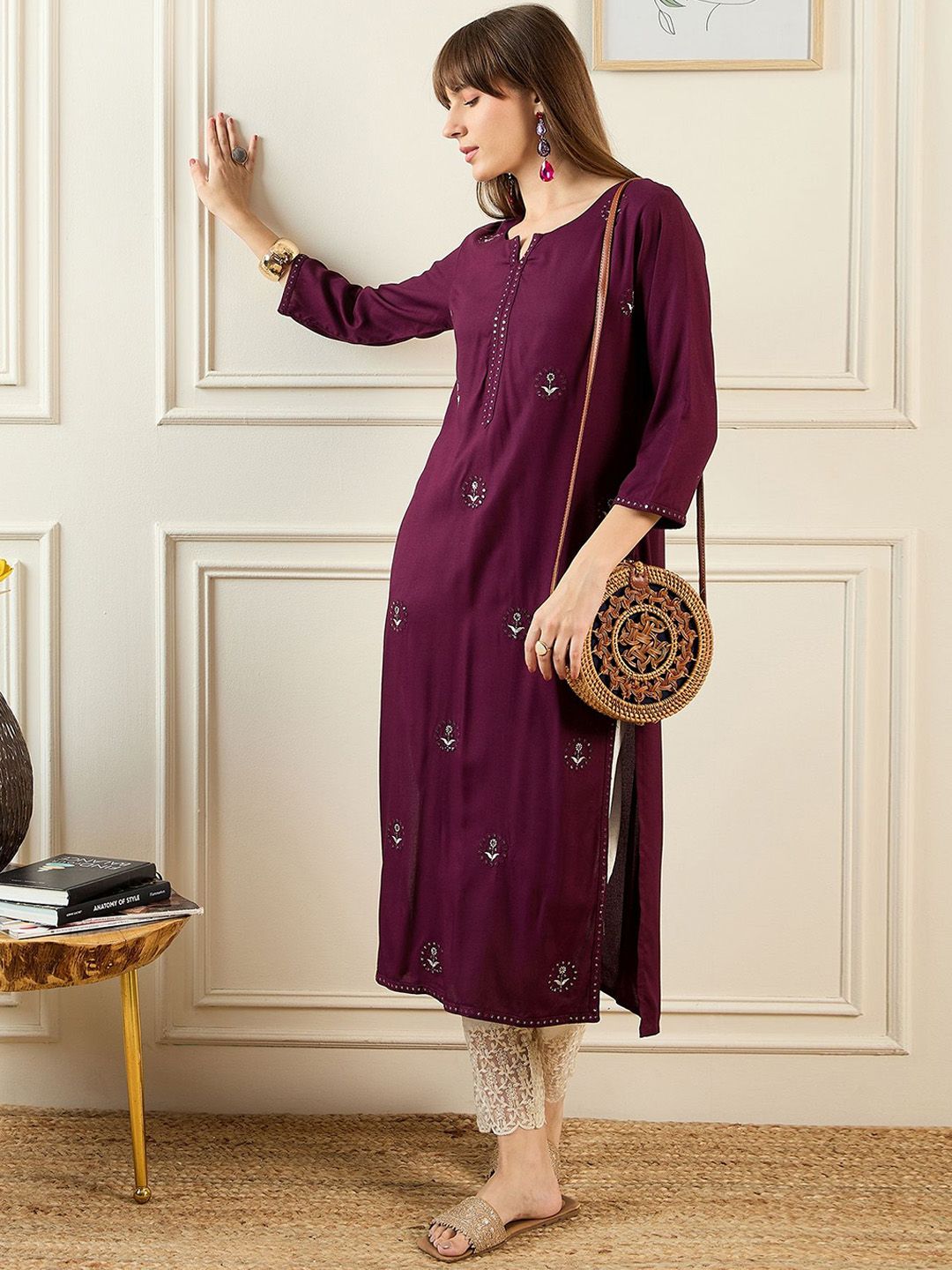 Indo Era Women Ethnic Motifs Embroidered Sequinned Kurta