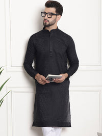 SOJANYA Woven Design Mandarin Collar Thread Work Kurta