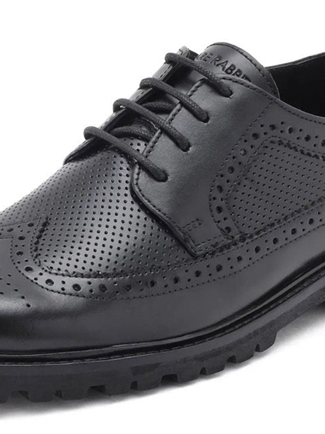 RARE RABBIT Men Textured Round Toe Leather Formal Brogues