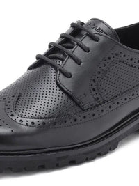 RARE RABBIT Men Textured Round Toe Leather Formal Brogues