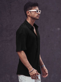 Powerlook India Slim Ribbed Drop Shoulder Sleeves Oversized Casual Shirt