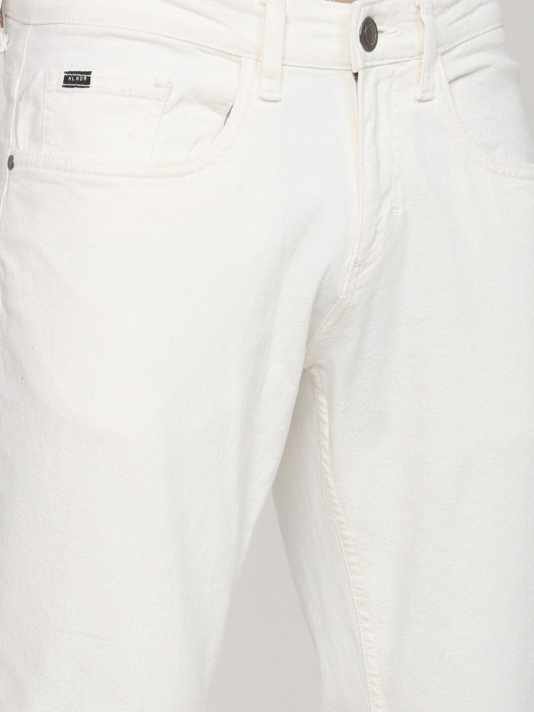 HIGHLANDER Men White Tapered Fit Mildly Distressed Stretchable Jeans