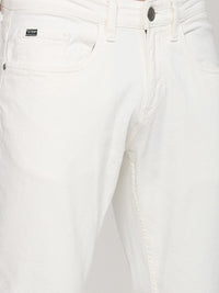 HIGHLANDER Men White Tapered Fit Mildly Distressed Stretchable Jeans