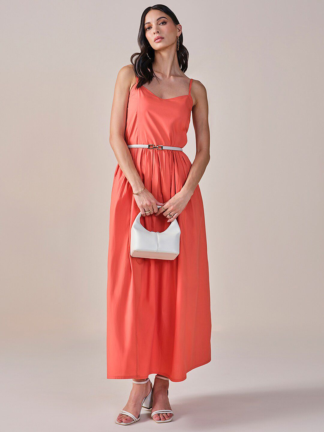AND Shoulder Straps A-Line Midi Dress