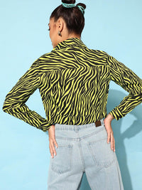 STREET 9 Women Lime Green Animal Printed Jacket