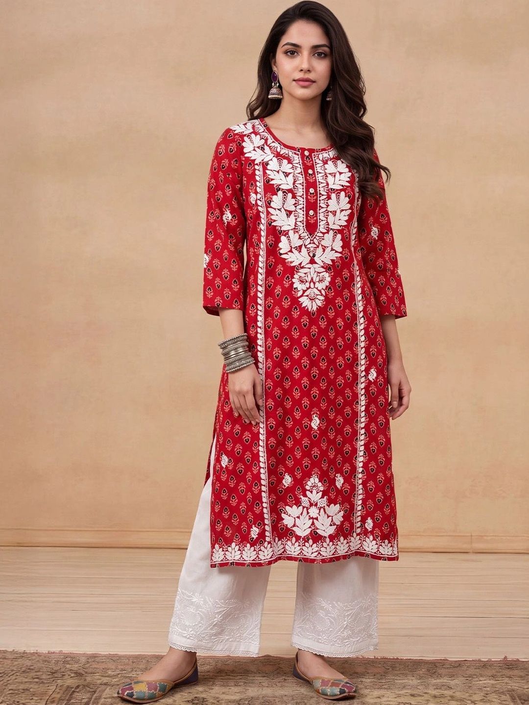 House of Chikankari Women Embroidered Chikankari Kurta